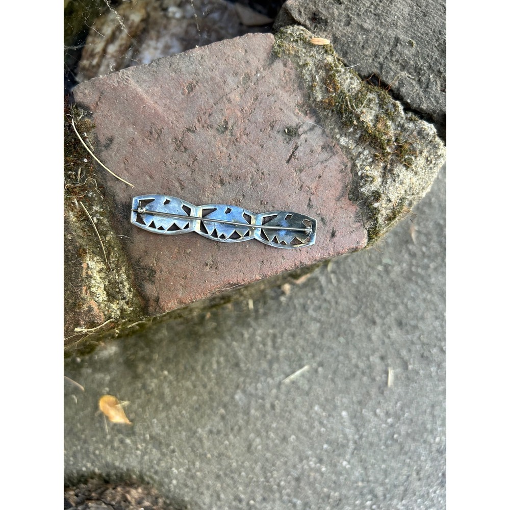 Vintage 925 Sterling Silver Scottie Dog Bar Brooch Scottish Terrier Pin
